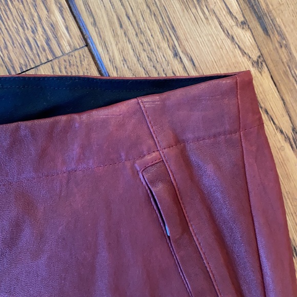 A.L.C. Stretch Raptor Leather Stefan Red / Black Pants Stripe Zipper Women's 8 - Picture 16 of 16